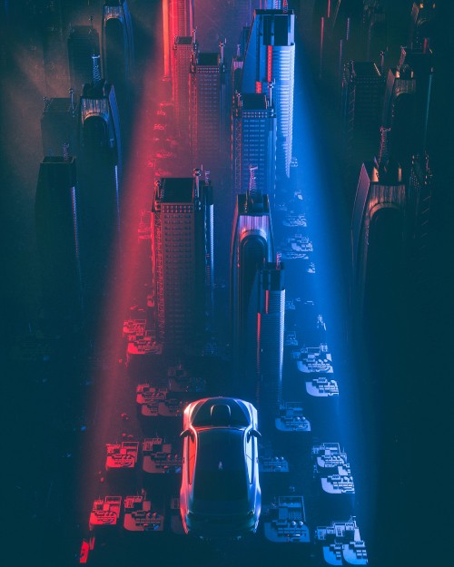 Image cars on road during night time