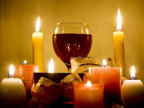 Image wine, candle, lighting, wax, still life