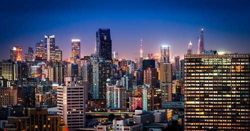 Image city skyline during night time