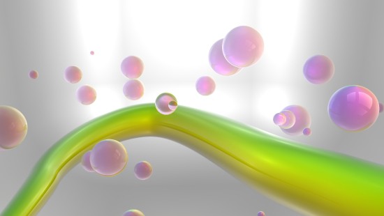 Image green yellow and pink abstract painting