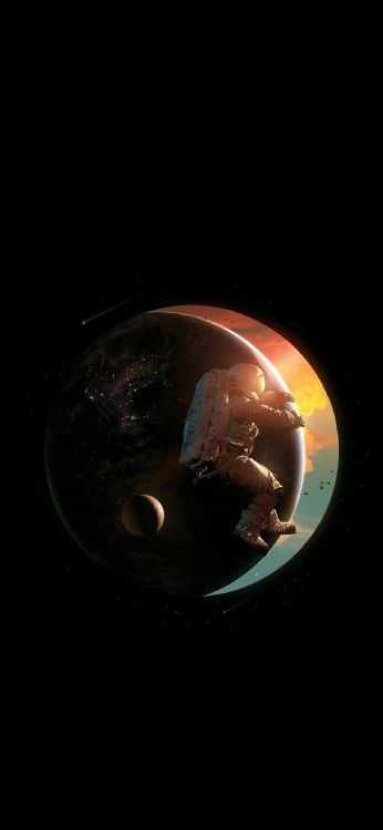 earth, outer space, moon, planet