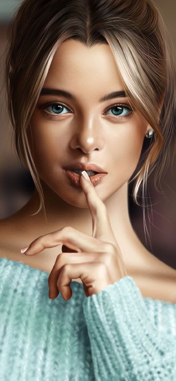 Kunst, Malerei, Portrait, Nase, Wange. Wallpaper in 1080x2340 Resolution