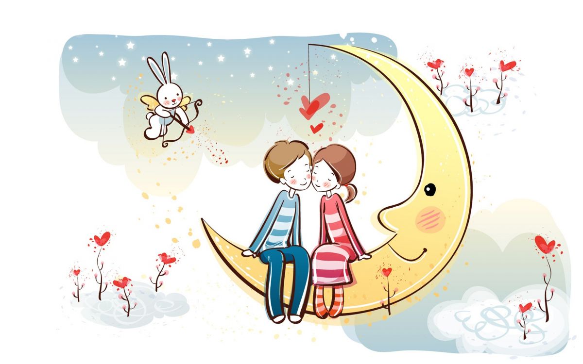 Valentines Tag, Cartoon, Ehepaar, Cliparts, Illustration. Wallpaper in 1920x1200 Resolution