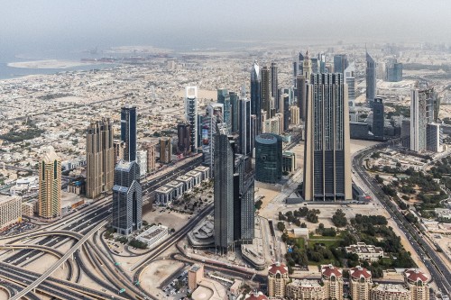 Image aerial view of city buildings during daytime