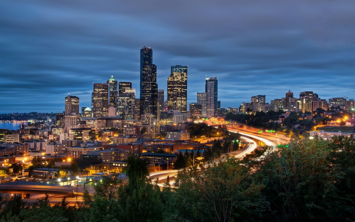 city lights during night time