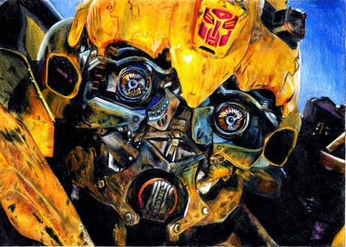 Image robot, bumblebee, transformers, art, painting