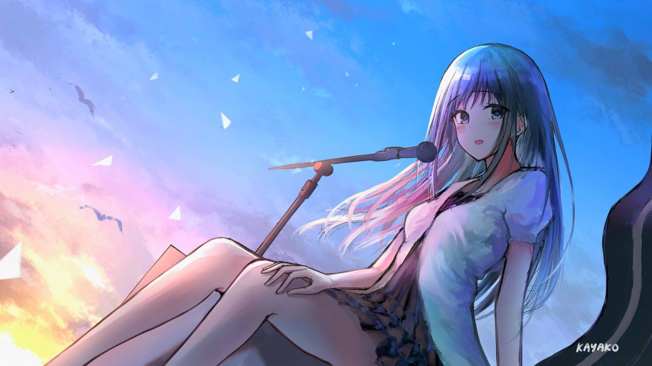 卡通, 长长的头发, 棕色的头发, 天空, 虚构的人物 壁纸 3840x2160 允许