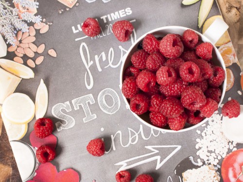 Image strawberries on white ceramic bowl