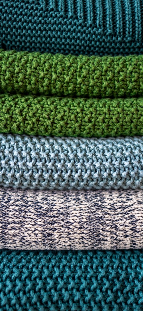 Image knitting, blue, green, azure, textile