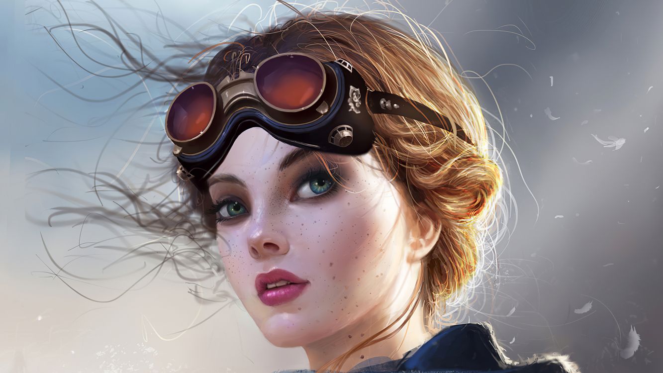 Fantasy Female Pilot Art, Art, Digital Art, Painting, Digital Painting. Wallpaper in 3840x2160 Resolution