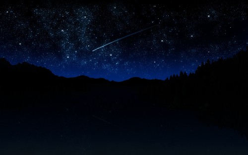 Image silhouette of mountain under starry night