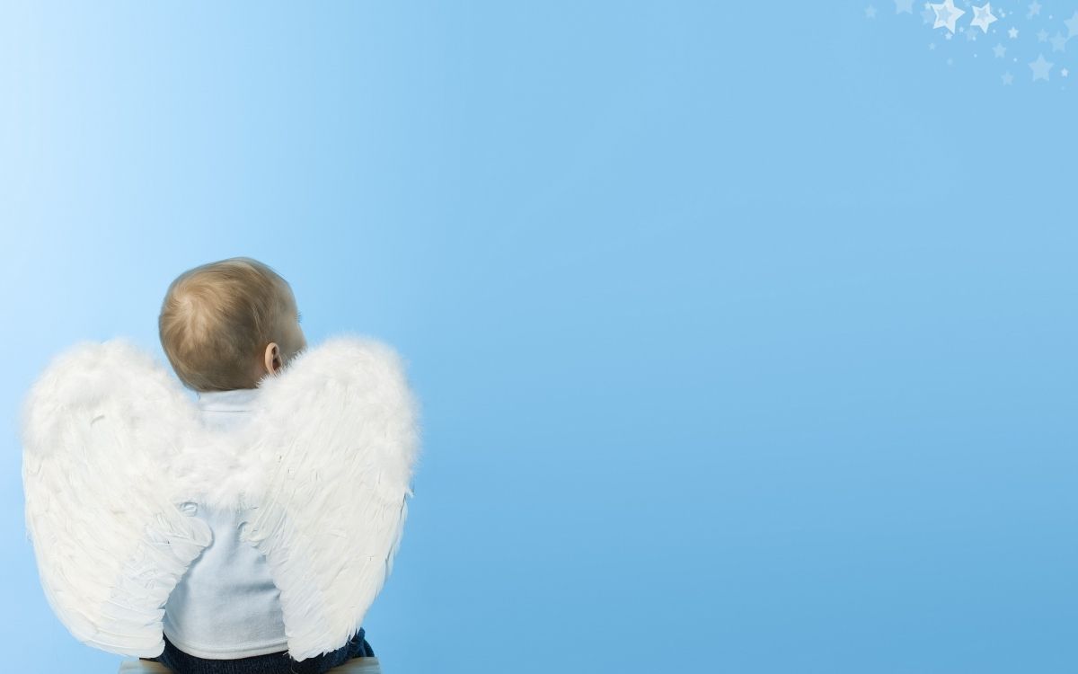 infant, angel, blue, cloud, child