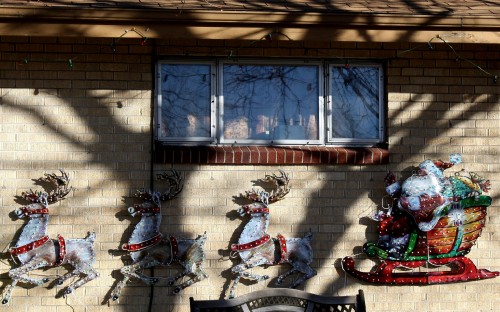 Image reindeer, christmas tree, sled, garland, recreation