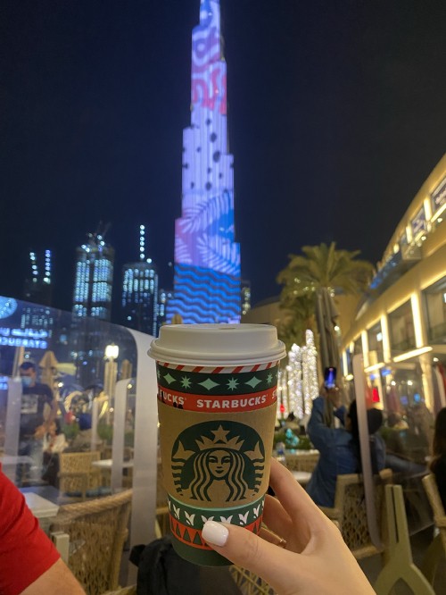 Image dubai, burj khalifa, starbucks logo 2011, tower, hand