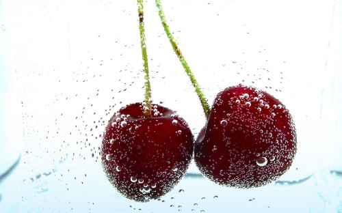 Image red cherry fruit on white background