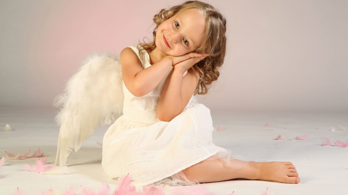 angel, beauty, child model, child, gown