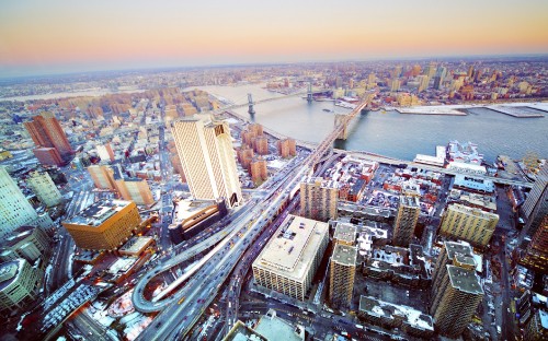 Image aerial view of city buildings during daytime