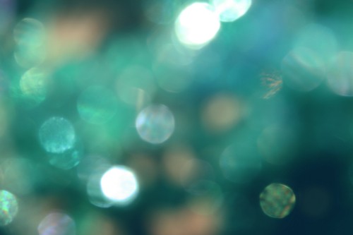 Image green and white bokeh lights