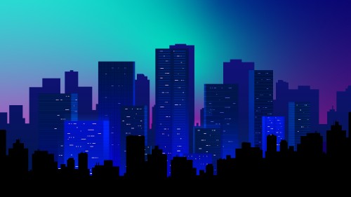 Image digital art, blue, daytime, tower block, city