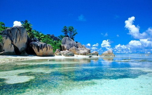 Image brown rock formation on body of water during daytime