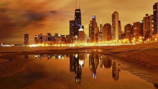 Image city skyline during night time