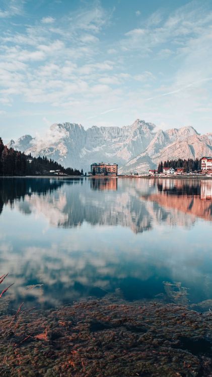 reflection, landscape, art, cloud, water