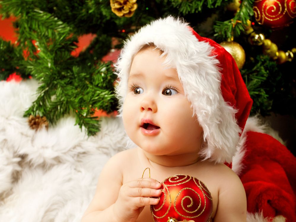 圣诞节那天, 婴儿, 可爱, 圣诞节, 儿童 壁纸 3456x2593 允许
