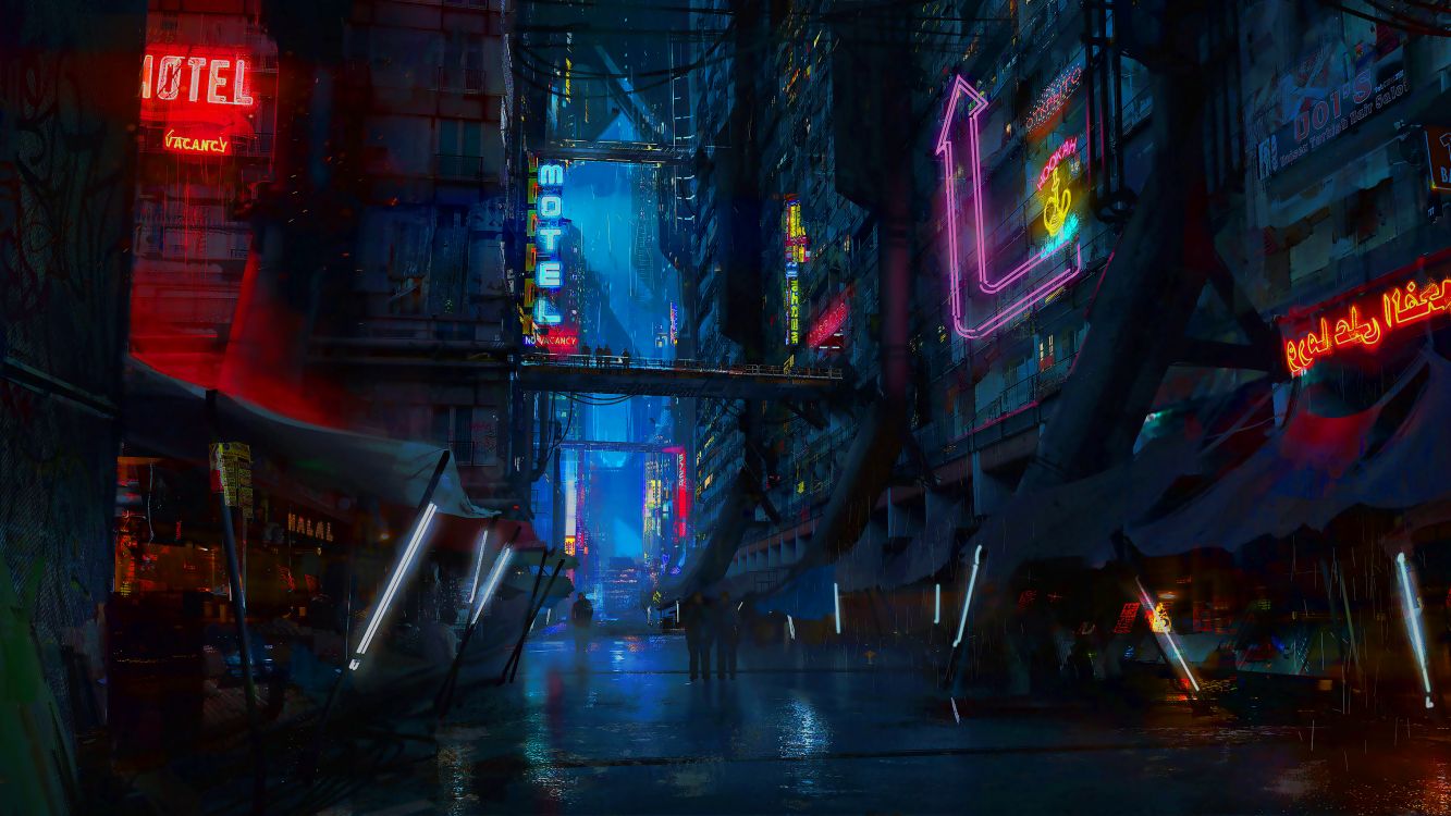 Cyberpunk-Stadt, Cyberpunk 2077, Cyberpunk, Science-fiction, Digitale Kunst. Wallpaper in 3030x1704 Resolution