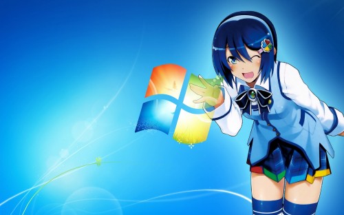 Image woman in blue and white school uniform anime character