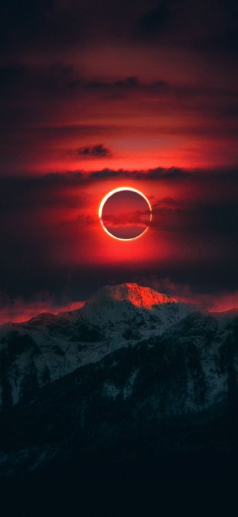 Red, Objet Astronomique, Orange, Événement Céleste, Eclipse. Wallpaper in 1080x2340 Resolution
