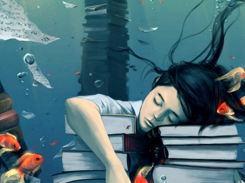 Image illustration, cool, underwater, photograph, black hair