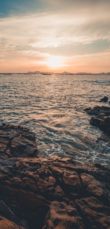 大海, 日落, 地平线, 性质, 岸边 壁纸 1080x2248 允许