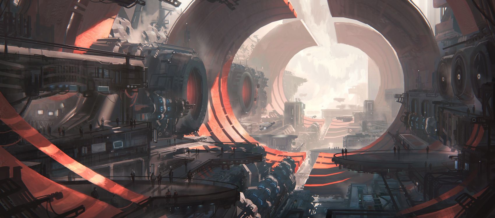 Machine Industrielle Noire et Rouge. Wallpaper in 4000x1765 Resolution