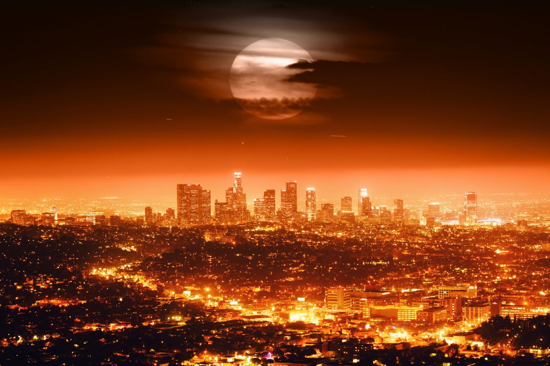 Horizon de la Ville Pendant la Nuit. Wallpaper in 7800x5200 Resolution
