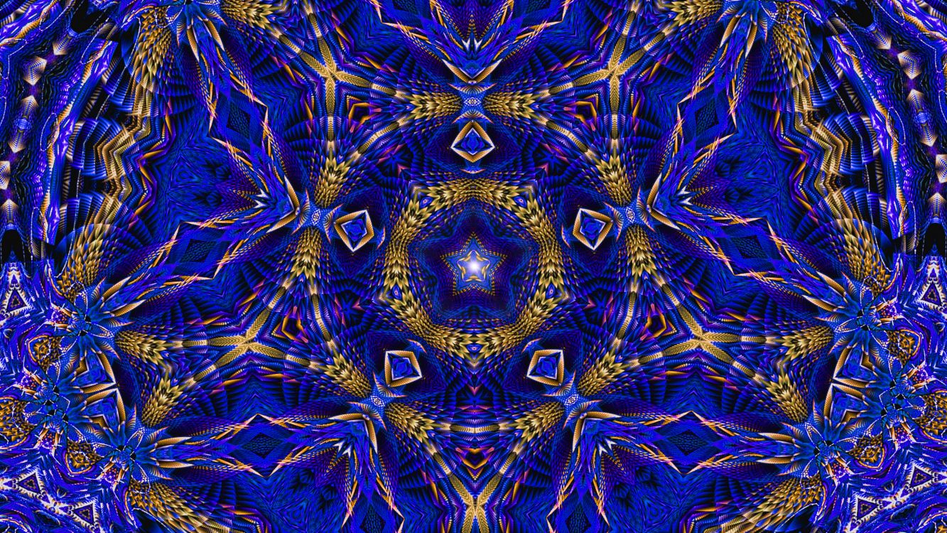 万花筒, 分形技术, 分形, 钴蓝色的, 迷幻术 壁纸 3840x2160 允许
