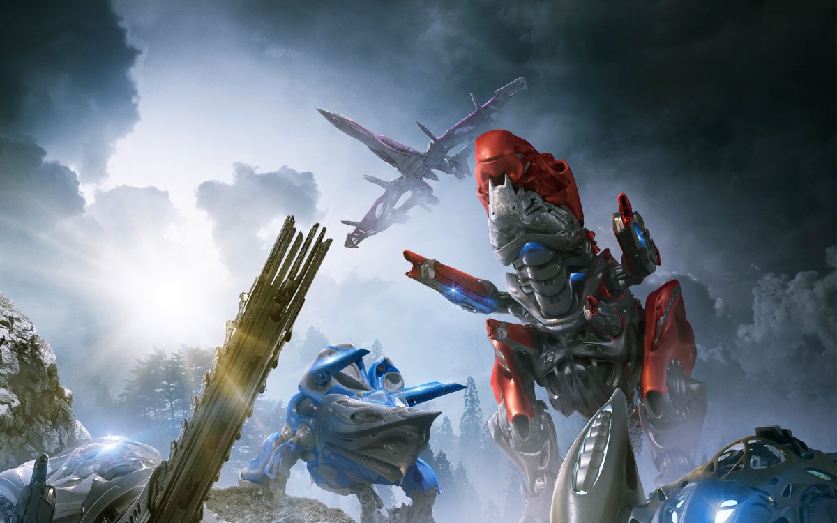 Grauer Und Roter Roboter Mit Braunem Stock. Wallpaper in 2880x1800 Resolution