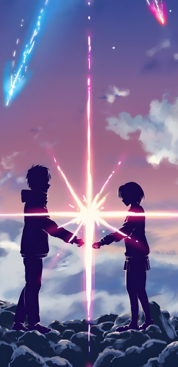 Image your name pc, Mitsuha Miyamizu, Taki Tachibana, animated cartoon