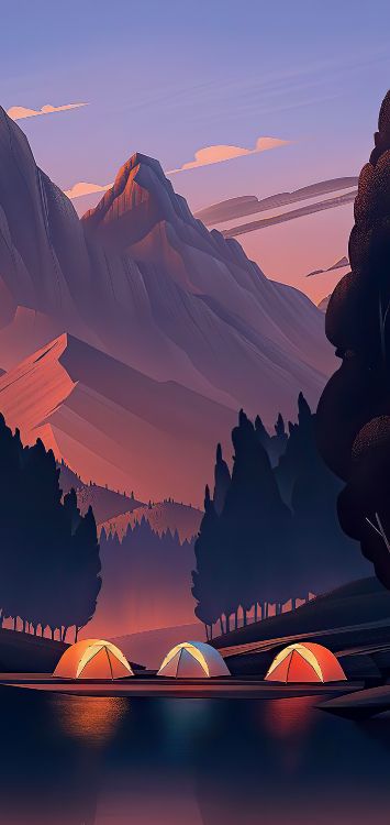 Low Poly, Art, Mountain, Drawing, Daytime. Wallpaper in 1421x3000 Resolution