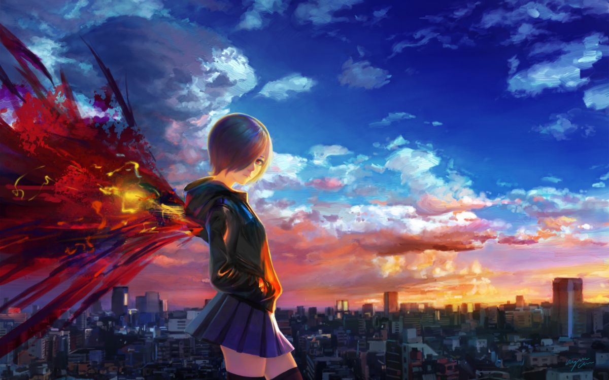 Frau in Schwarzer Lederjacke, Die Während Des Sonnenuntergangs Auf Dem Gebäude Steht. Wallpaper in 1920x1200 Resolution