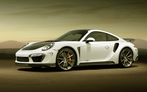 Image grayscale photo of porsche 911