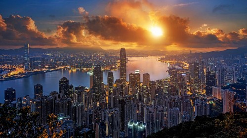 Image city skyline during night time