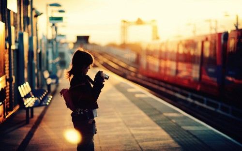 Image train, rail transport, train station, light, evening