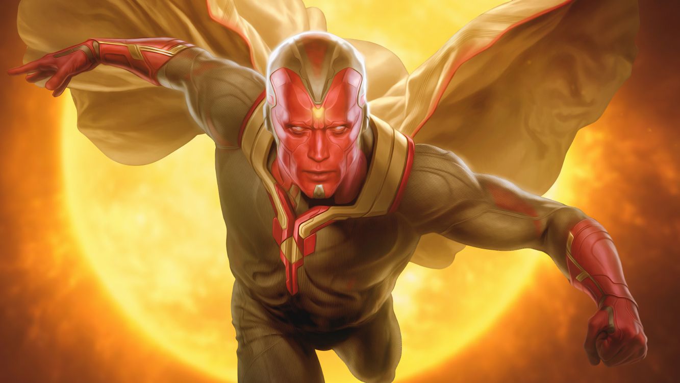 Vision, Wanda Maximoff, L'homme de Fer, Marvel, Superhero. Wallpaper in 7680x4320 Resolution