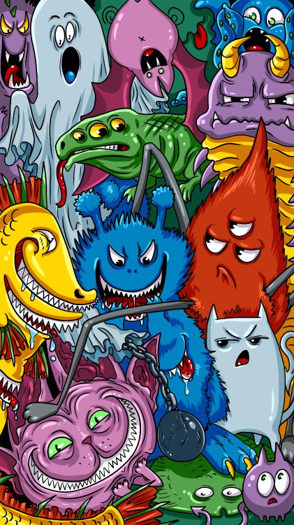 Cartoon, Gr, Purpur, Pink, Kunst. Wallpaper in 3240x5760 Resolution