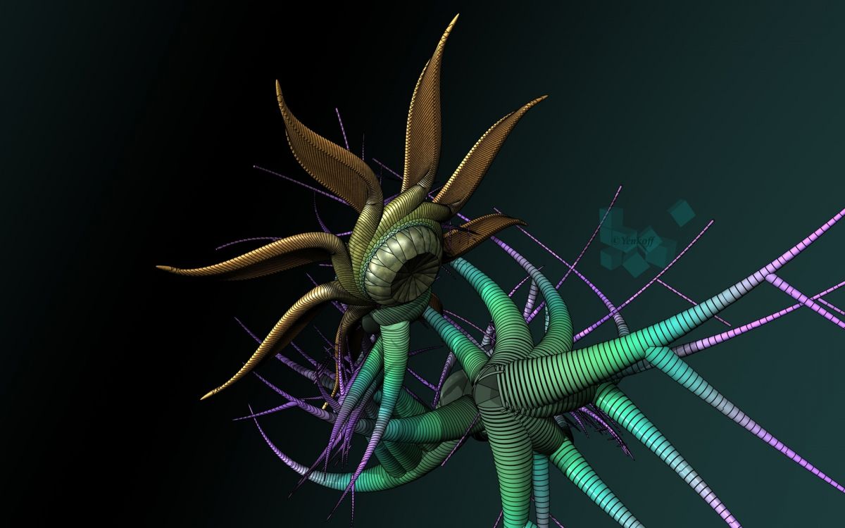 Ilustración de Flor Morada y Verde. Wallpaper in 1920x1200 Resolution