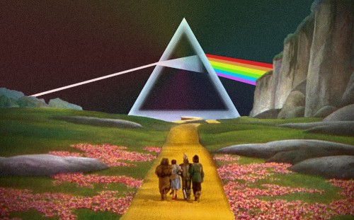 Image Dark Side of the Rainbow, The Dark Side of the Moon, Pink Floyd, grass, sky