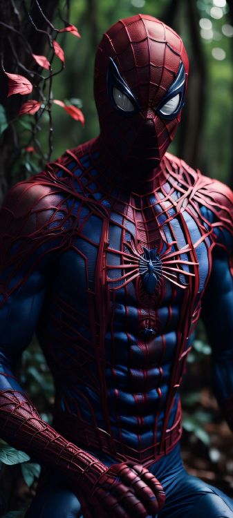 supervillain, spider-man, superhero, red, chest