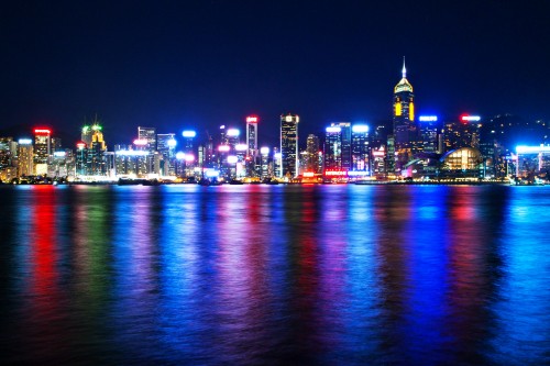 Image city skyline during night time