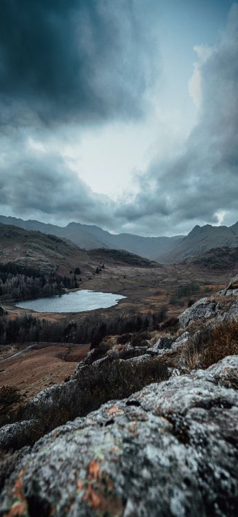 Highland, Lingmoor Cayó, Loughrigg Cayó, Montaña, Agua. Wallpaper in 1800x3900 Resolution