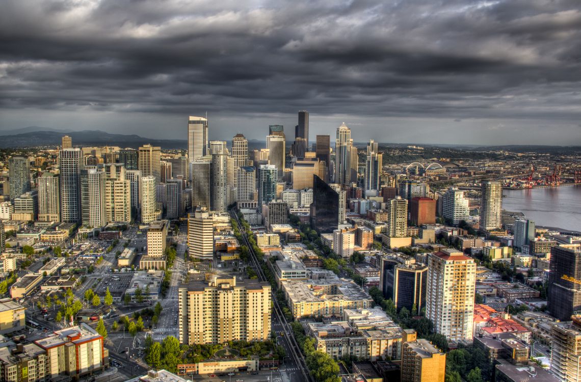 西雅图, 城市景观, 城市, 大都会, 天际线 壁纸 3000x1972 允许